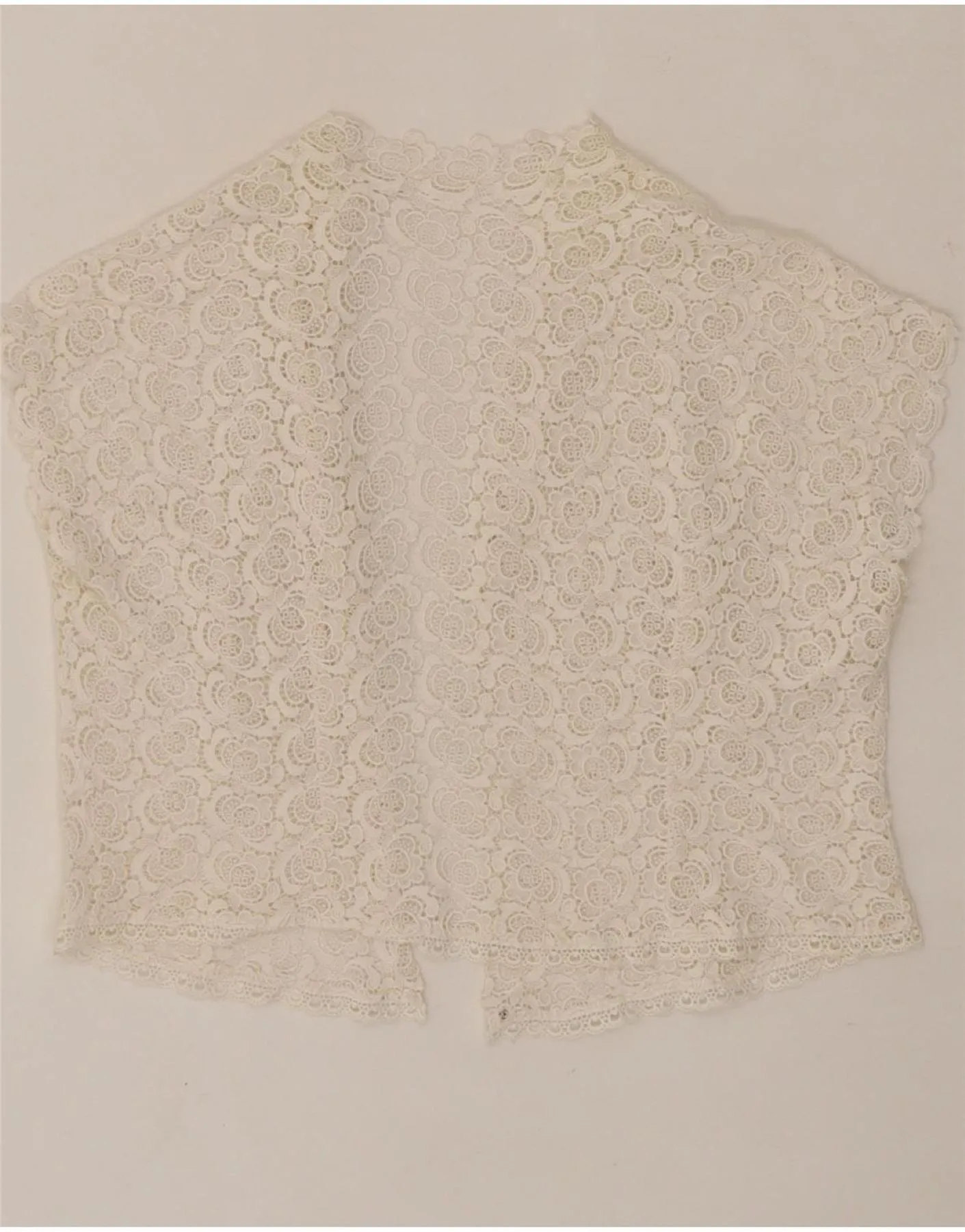 VINTAGE Womens Crop Cardigan Top UK 14 Medium White Floral