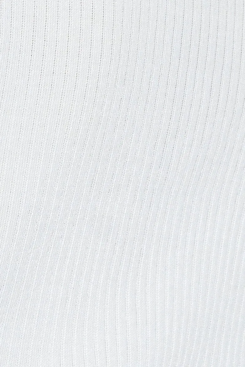 White Knit Cardigan Short Sleeve Crop V-Neck