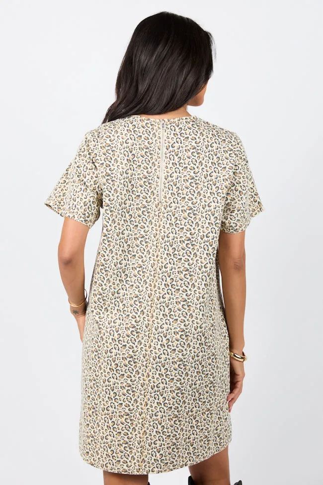 Wild Nights Taupe Leopard Print Shift Dress SALE
