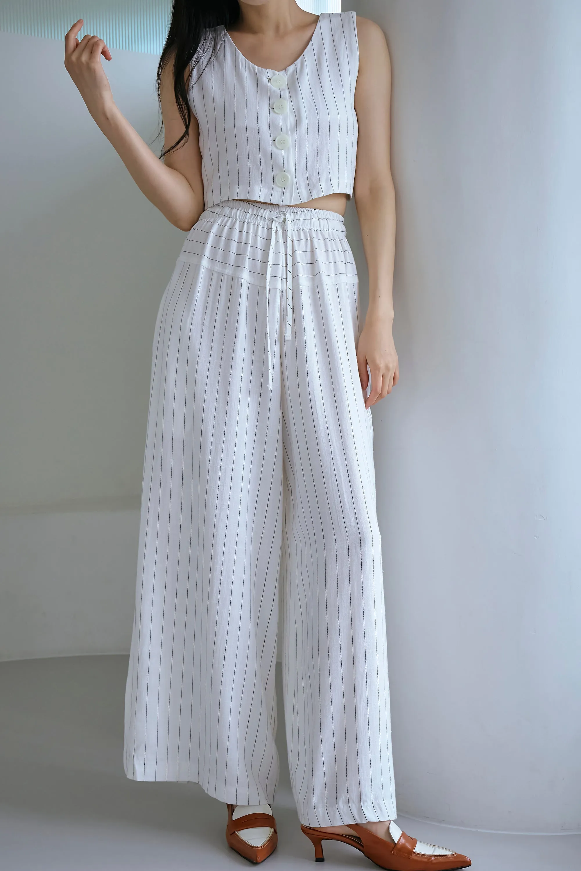 Yve Striped Linen Top