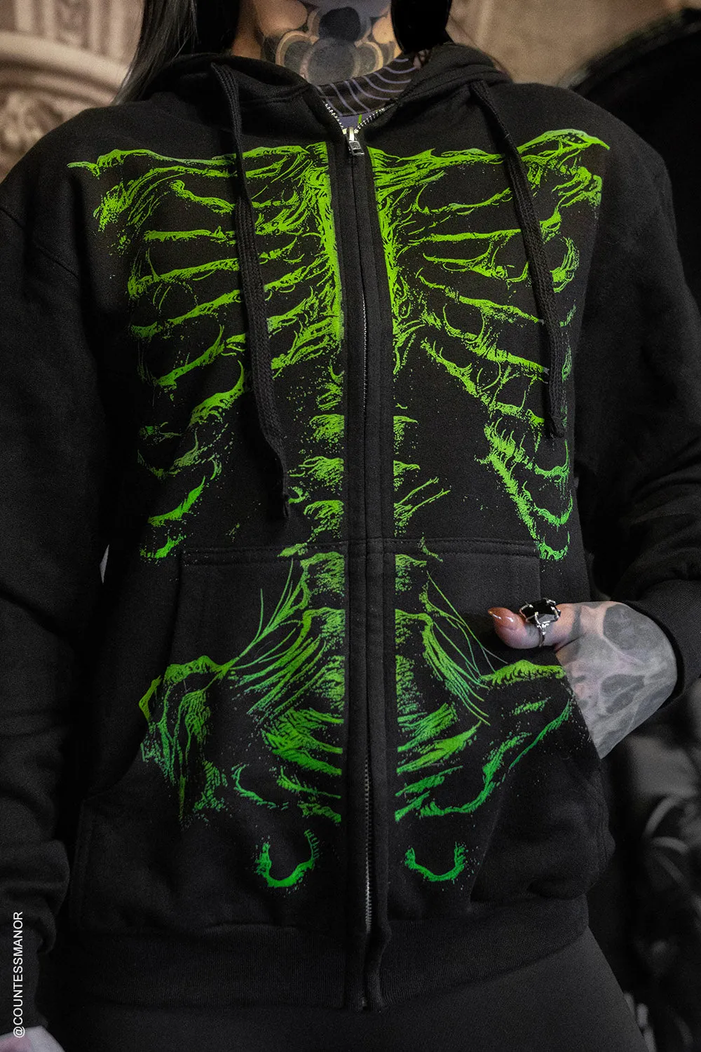 Zombie Rot Skeleton Hoodie [Monster Green]
