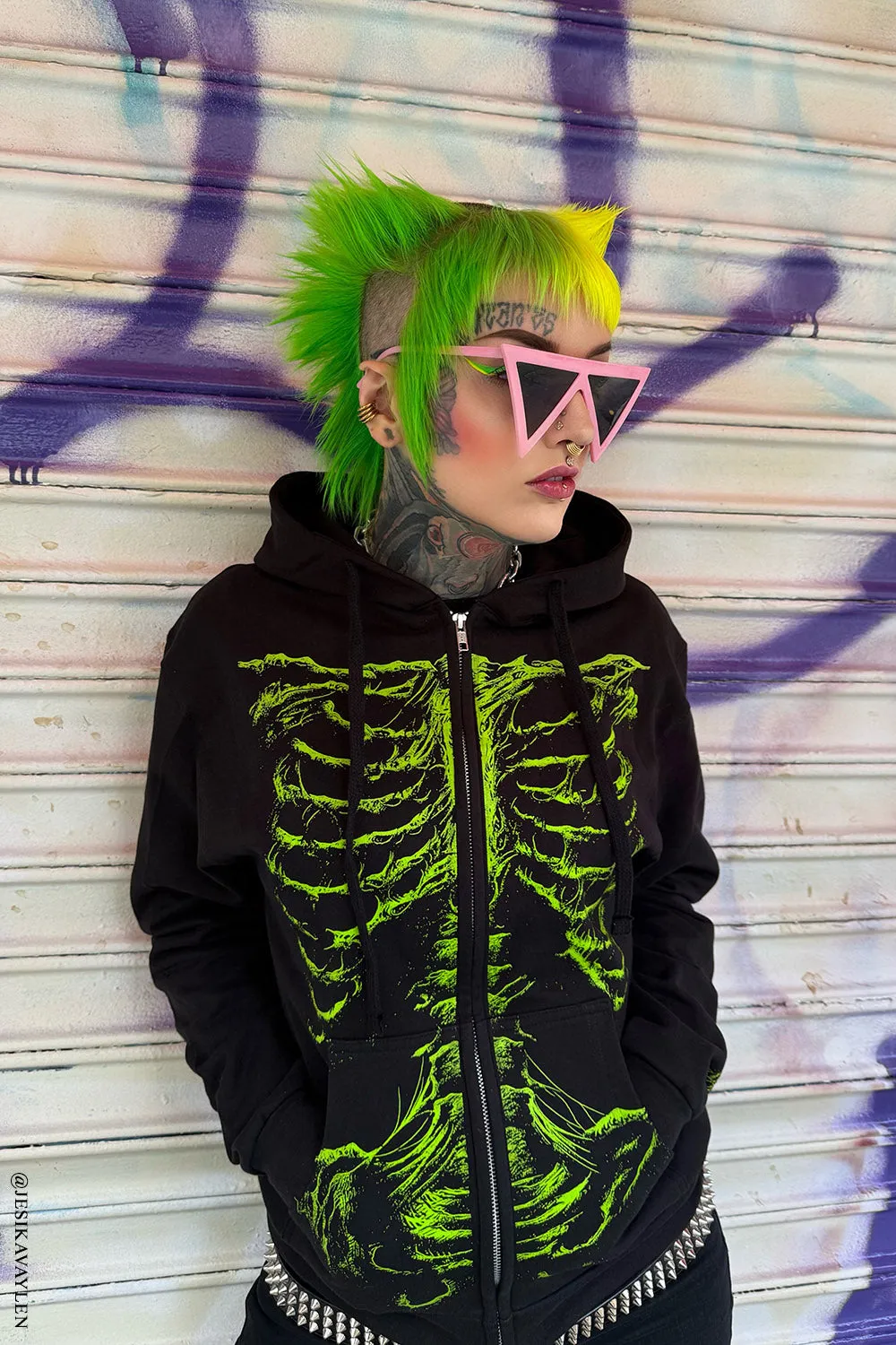 Zombie Rot Skeleton Hoodie [Monster Green]